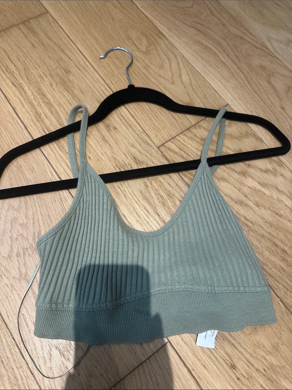 Ribbed Scoop Neck Bralette in Sage Green